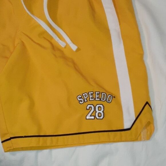 Speedo Lined Swim Trunks Shorts Yellow &‎ White Med - Picture 2 of 6